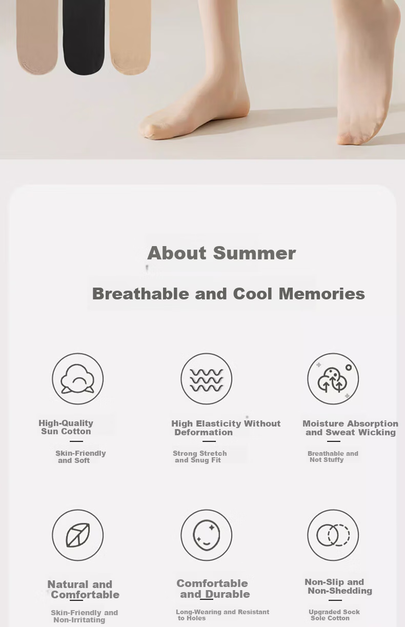 Cotton Full Knee-High Knee Brace Stockings for Women Over-the-Knee Air Conditioning Socks Anti-Slip Anti-Snag Calf Half-Length Mid-Calf Long Socks Summer 2
