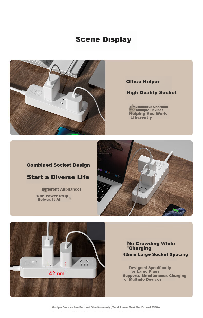 Lengon Safety Power Strip, Master Control 4-Outlet Combination Socket 1.8 Meters, Power Bar/Extension Cord/Power Strip for Dormitory, Home, Office Use R122-1.8 6