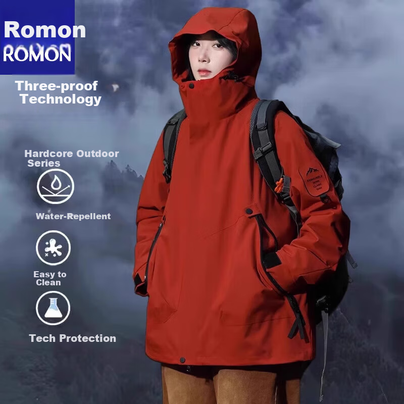 Romon Outdoor Hooded Softshell Jacket Unisex Spring Autumn Couple Dopamine Windproof Waterproof Mountaineering Coat