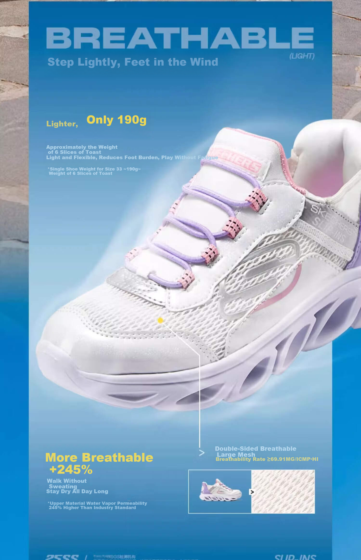 Skechers Girls' Flash Slip-On Casual Sneakers Lightweight Fashion Sports Shoes 319055L 14