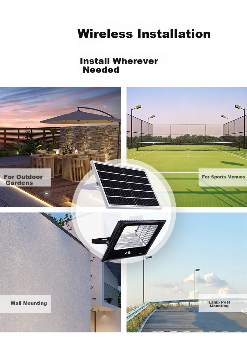NVC Solar Outdoor Floodlight Waterproof Light Control Remote 750lm for 40㎡ 5
