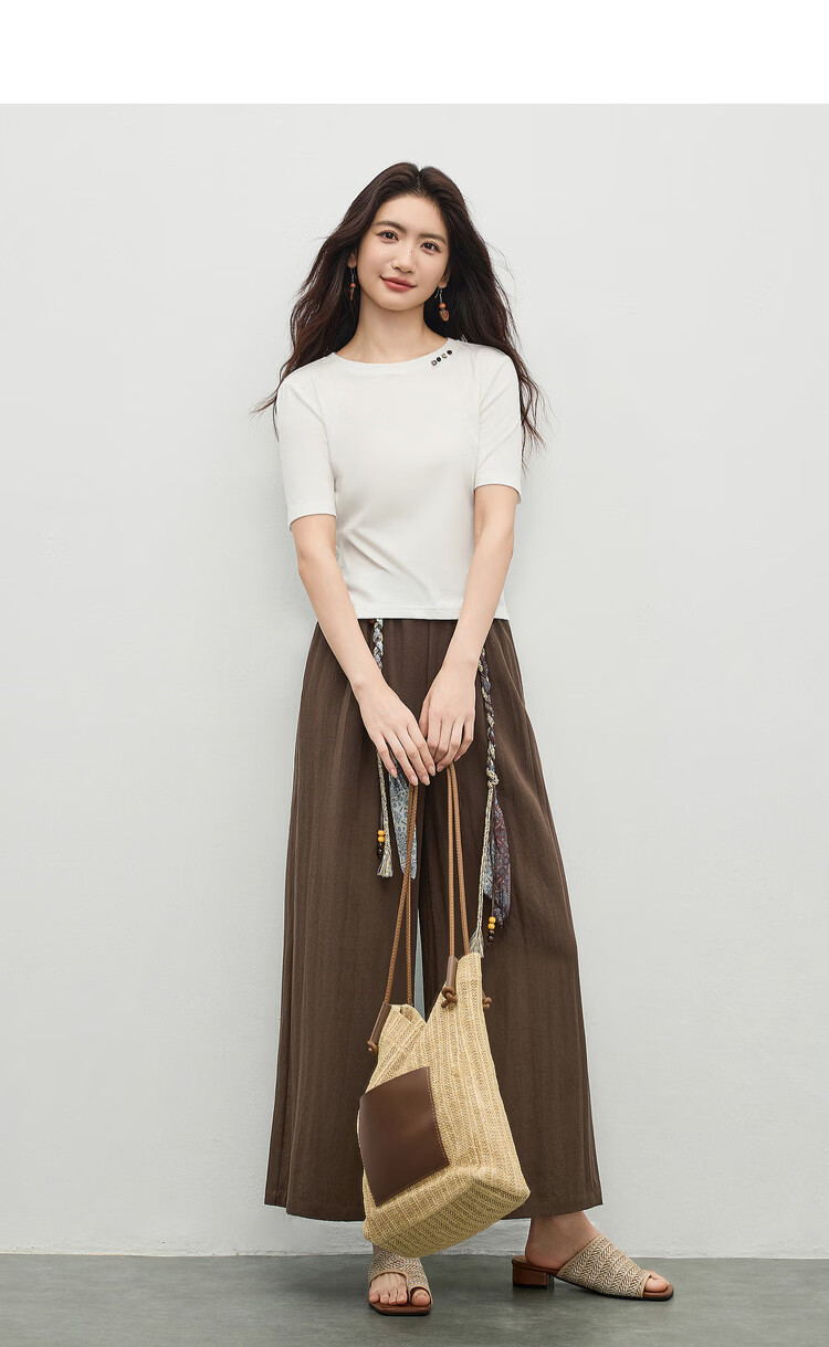 Shangdu Bilala Laicell Simple Korean Style Women's Summer Small Round Neck Stretch Knit Short Sleeve Elegant Top 3