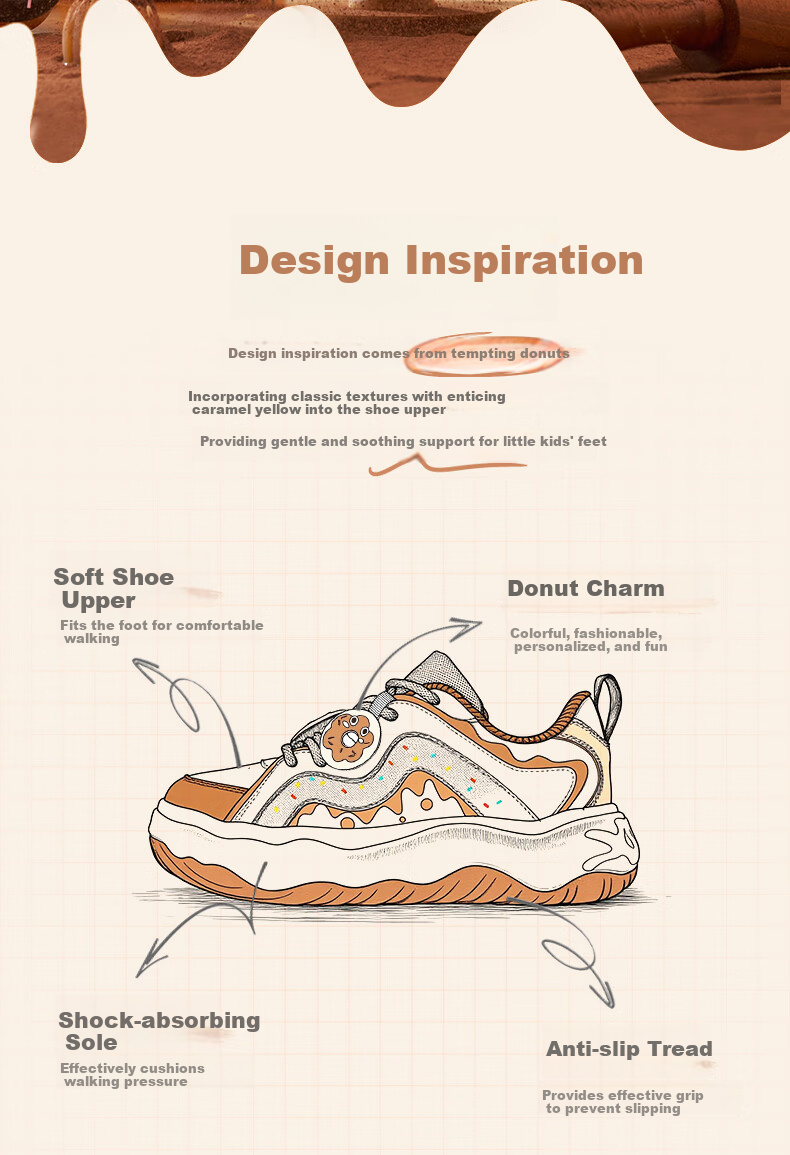 XTEP Kids Macaron Colorblock Sneakers Girls Donut Lace-up Sports Shoes Tea White/Lilac Brown Size 35 2