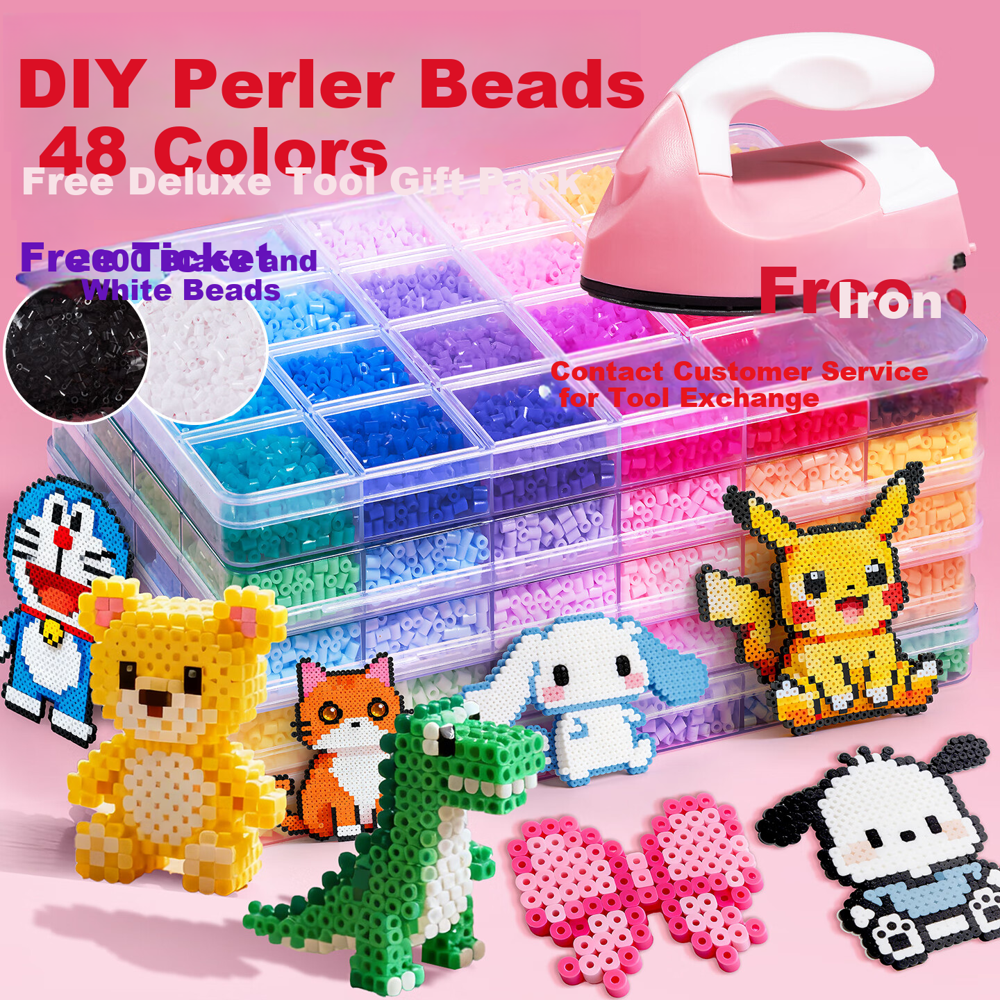Dimoarch Premium Perler Beads DIY Craft Kit Complete 3D Fusion Bead Pen Tool Iron Birthday Gift 48 Colors