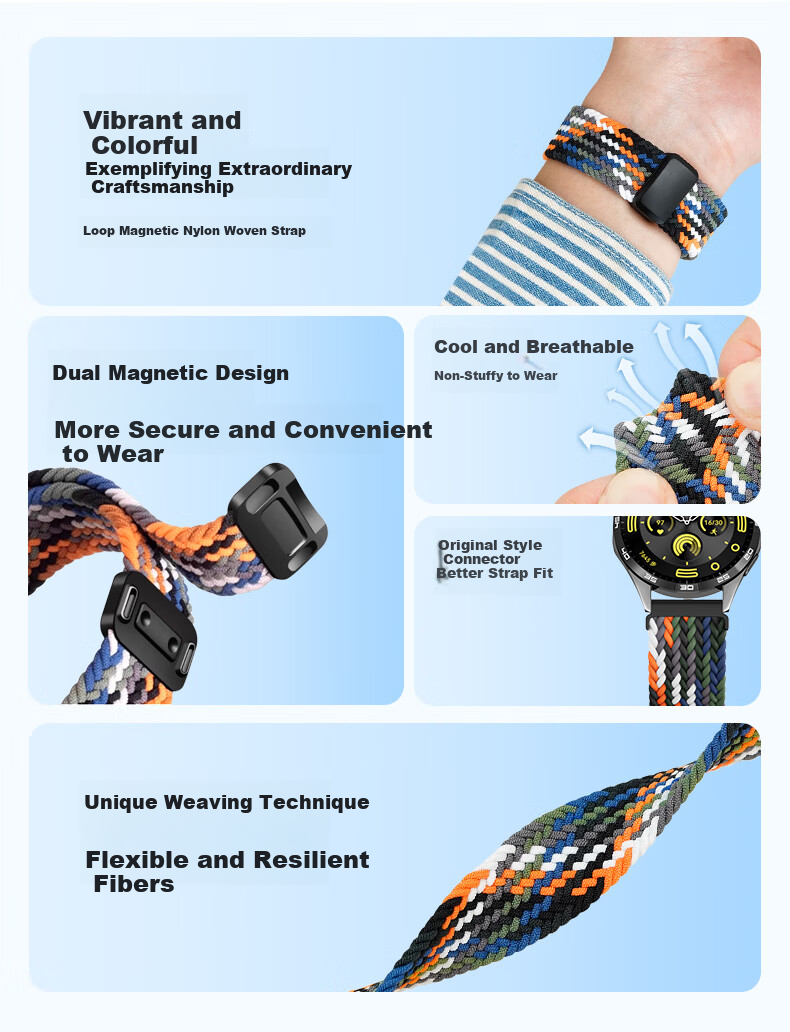 ALittleFlower Compatible with Huawei GT6/GT5Pro Watch Band, 46/48mm, Suitable for Huawei Watch 4/4Pro/3/GT4/GT5Pro/GT3/2Pro, Woven Magnetic Camouflage Strap 2