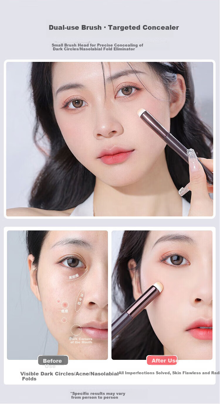 LiQing Round Head Gradient Lip Brush Set of 2 Multifunctional Concealer and Lip Makeup Brushes 8