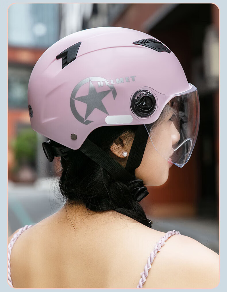 Adandyish Motorcycle Helmet 3C Certified New National Standard A Electric Bike Helmet Unisex Summer Sun Protection Safety Cap Four Seasons Lightweight Half Helmet 805 Matte Black 21