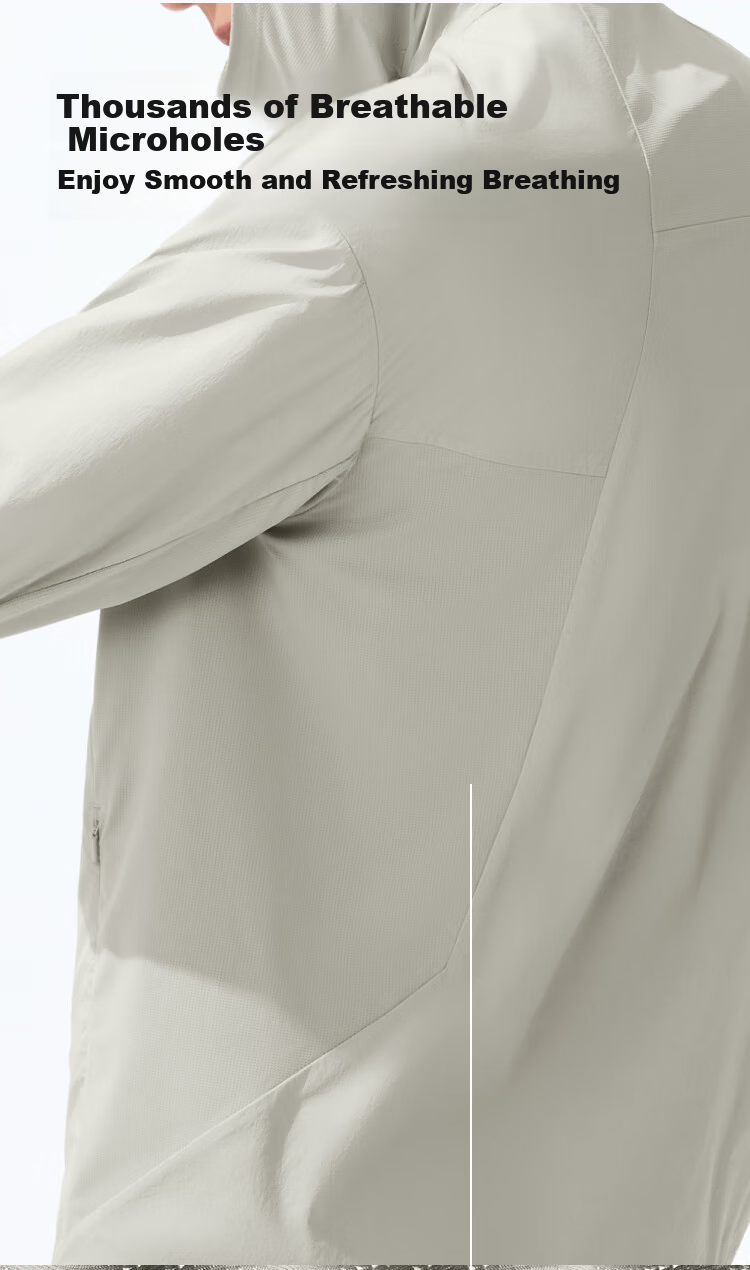 Beneunder Men's Sunscreen Jacket Thin Skin Jacket Ice Silk UV Protection Cooling Breathable Outdoor TS407 Light Coffee Gray 2XL 13