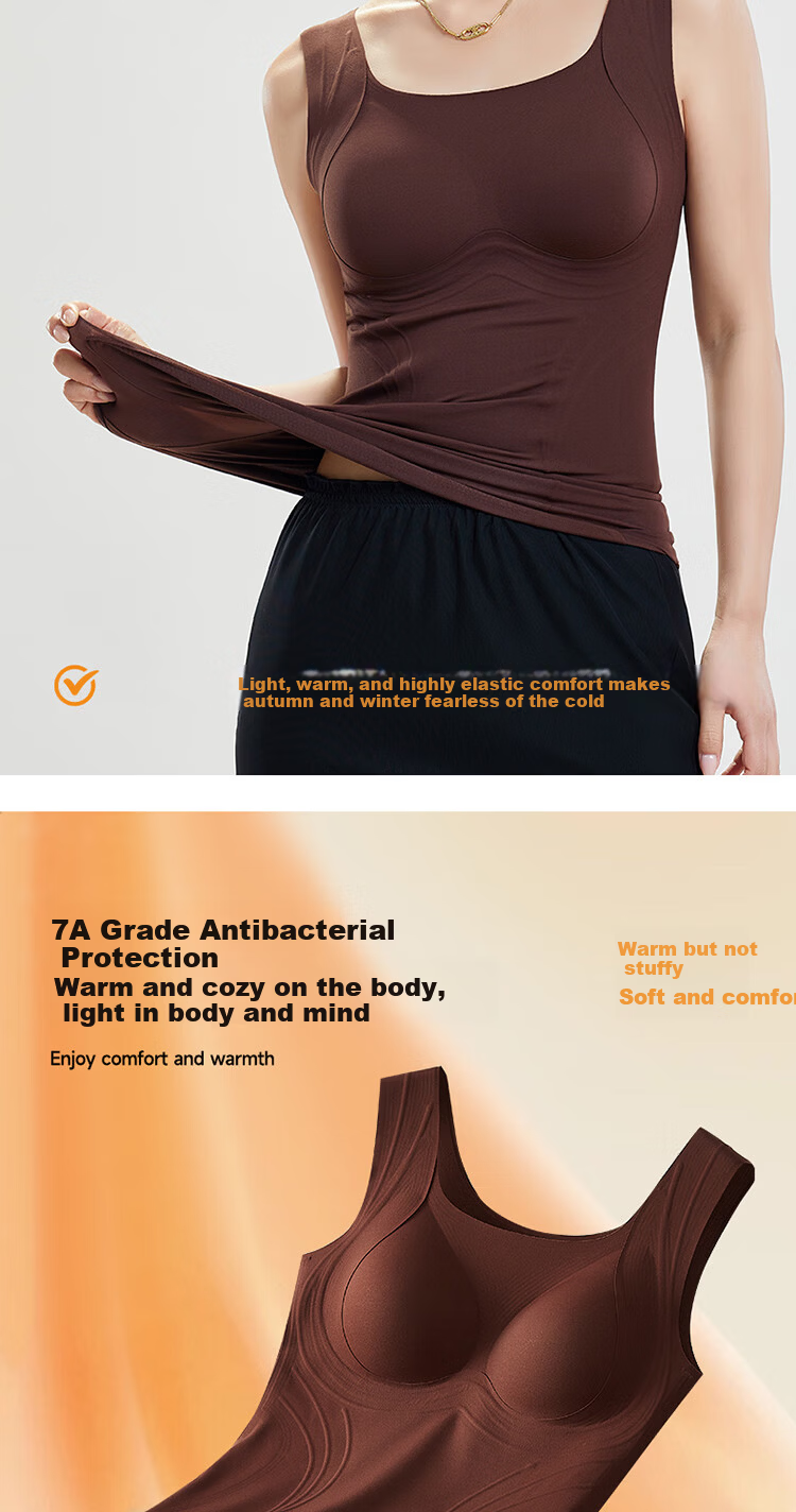 GRACEWELL Seamless Thermal Vest for Women with Built-in Chest Pad, Autumn and Winter Lifting and Gathering Thermal Underwear Base Layer 3