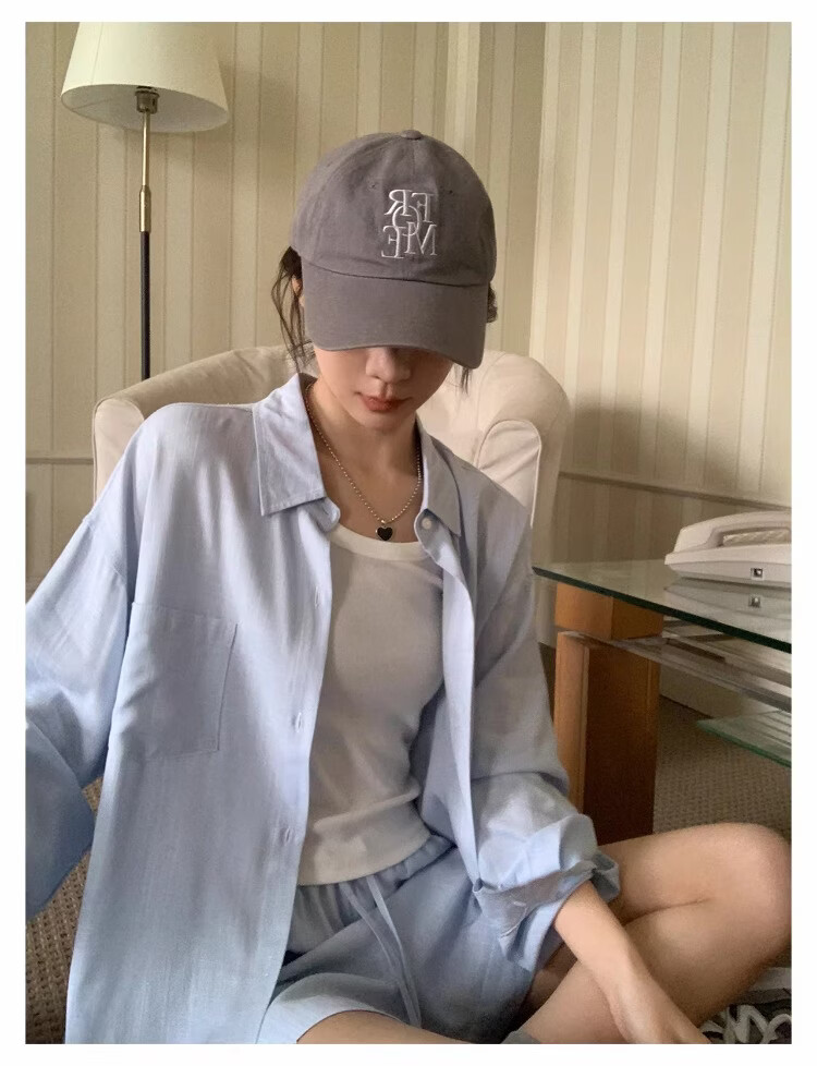 ICH MODE "Bangkok Holiday" Linen Shirt Women Lazy Style Physical Sun Protection Long Sleeve Shirt Linen Color L 22