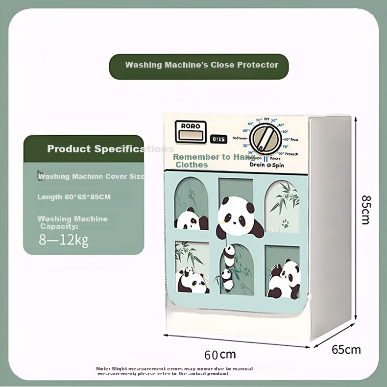 Gusenzhe Drum Washing Machine Cover Mat, Dust-Proof Countertop Pad, Waterproof Sun Protection Cover, Diatomaceous Earth Water-Absorbing Mat, Refrigerator Top Dust Cover, Bedside Cabinet Cover Cloth 60*60cm, Cute Panda 9