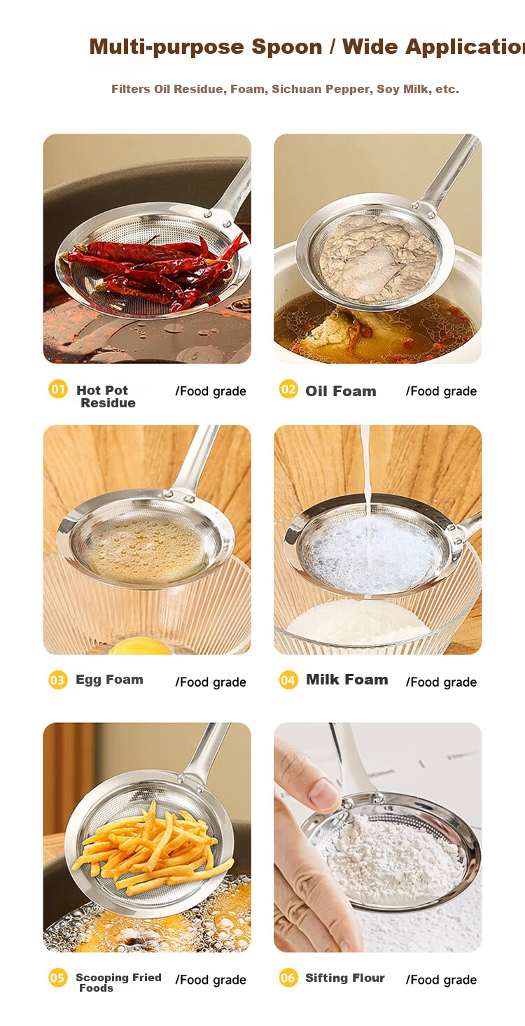 MAXCOOK 316L Stainless Steel Mesh Skimmer Oil Strainer 120 Mesh Fine Filter Sieve 9cm MCCU6585 3