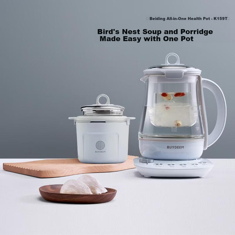 Buydeem Health Pot Electric Kettle Tea Maker Herbal Medicine Kettle Black Tea Stewing Glass Flower Tea Pot K159T Baby Blue with Glass Stewing Pot
