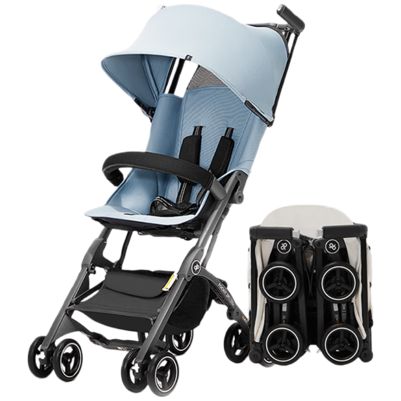 Gb Pocket Car® Stroller, Carry-On, Lightweight, Foldable, with Shock Absorption, for Taking Babies Out, Suitable for 6 Months to 3 Years Old, Smoke Blue