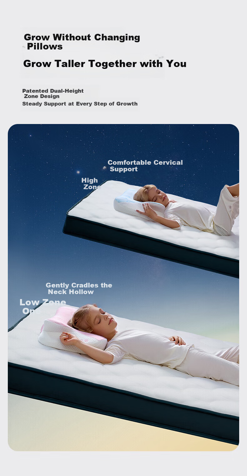 Kaban [Gina Recommended] Children's Pillow Baby Cloud Wing Neck Support Pillow Children's Memory Foam Pillow Pink Stage One 8
