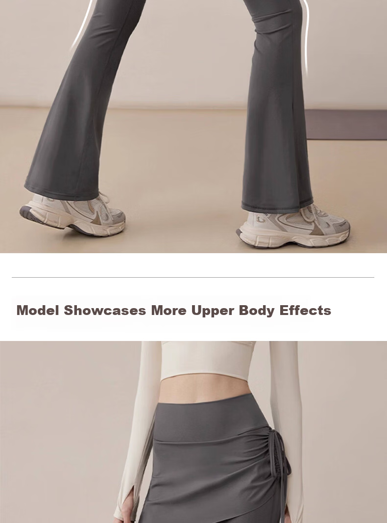 Free Style Faux Two-Piece High-Waist Slimming Yoga Pants for Women, Hip-Covering, Anti-Exposure Pilates Running Fitness Flared Skirt Pants 11