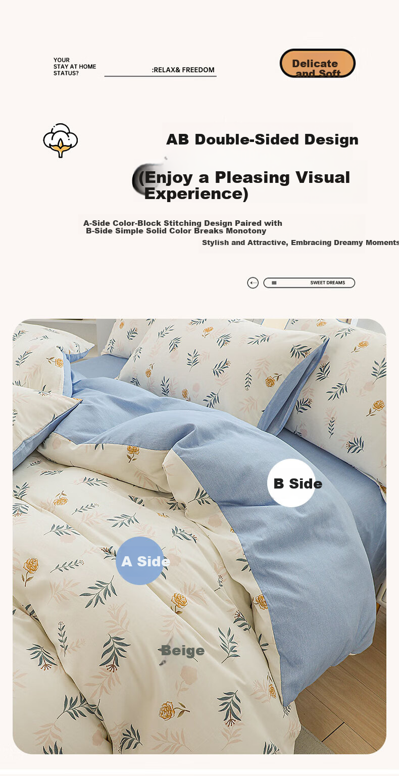 KING SHORE Pure Cotton Duvet Cover, Class A Antibacterial And Anti-Mite, 100% Cotton Quilt Cover, Double Size 180*220 Cm, Zhuying 6
