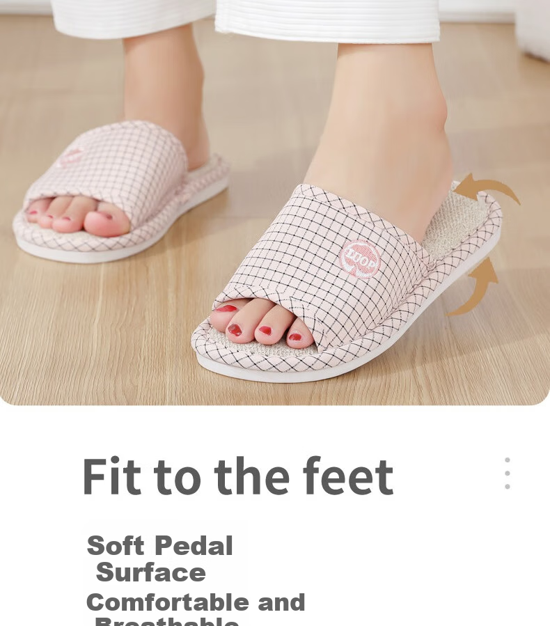 Huamei Jianbu Linen Slippers Home Indoor Non-Slip All-Season Sweat-Absorbing Breathable Cotton Linen Slippers HM6106 Pink Size 40-41 9