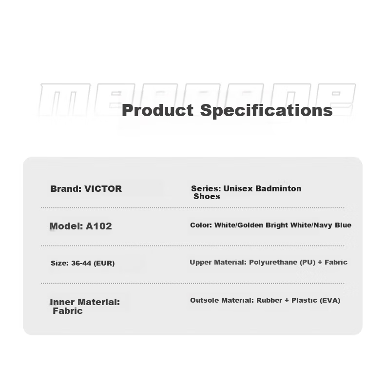 VICTOR Victory Badminton Shoes Unisex A102 High Elasticity Stable Sports Badminton Shoes White Gold Color Size 39 8