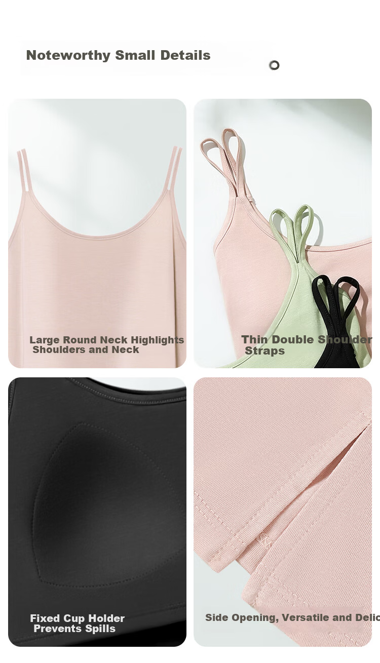 Hongdou Women's Solid Color Cooling Wearable Padded Camisole Tank Top 9