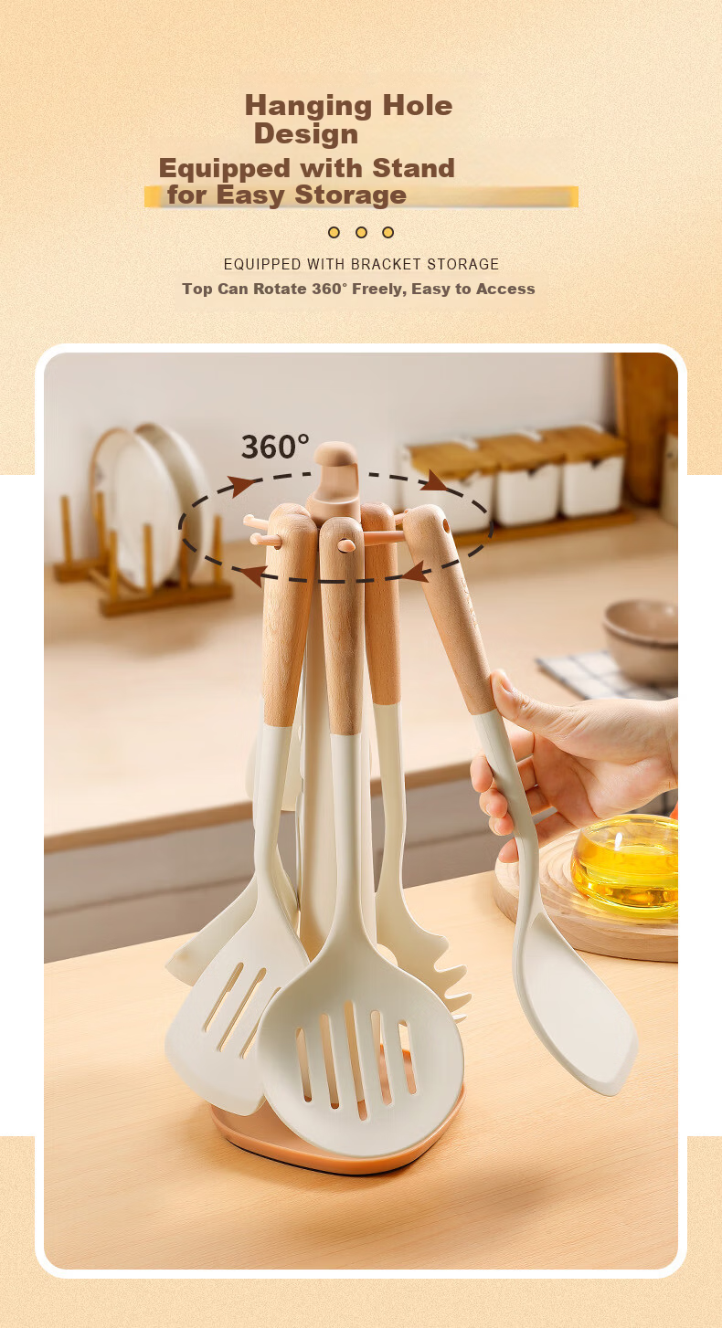 ASD Silicone Spatula Set Non-Stick Frying Pan Cooking Utensils High Temperature Resistant Household Cooking Spoon and Turner 7