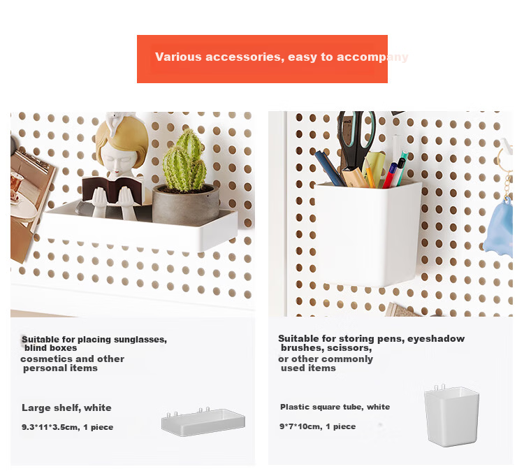 Yicai Nianhua Plastic Pegboard Accessories (8-Piece Set) Wall Storage Rack YCI7378-WH 12