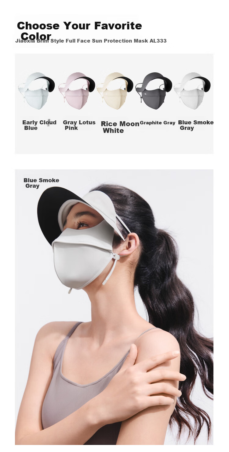 Beneunder Women's Full Face Sun Protection Swim Mask with Brim UV Protection Face Cover 17