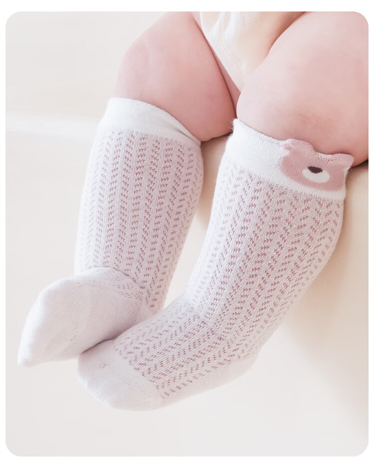 9i9 Baby Socks Summer Thin Anti-Mosquito Seamless A-Class Mesh Mid-Calf Cartoon 3 Pairs 0-1 Year 2