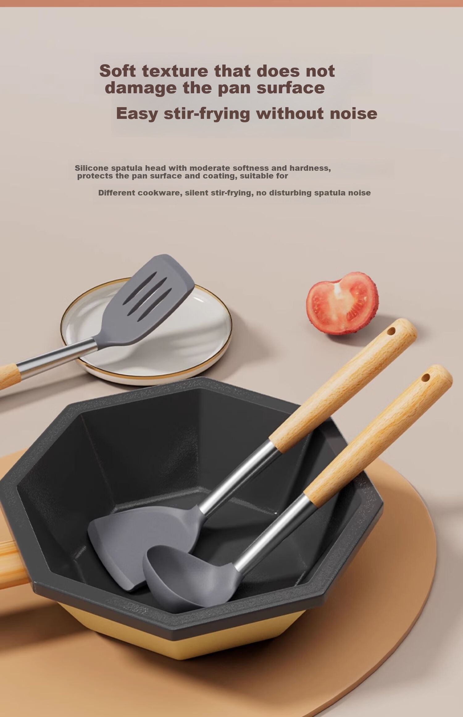 ASD Silicone Spatula Set Non-Stick Frying Pan Cooking Utensils High Temperature Resistant Household Cooking Spoon and Turner 10