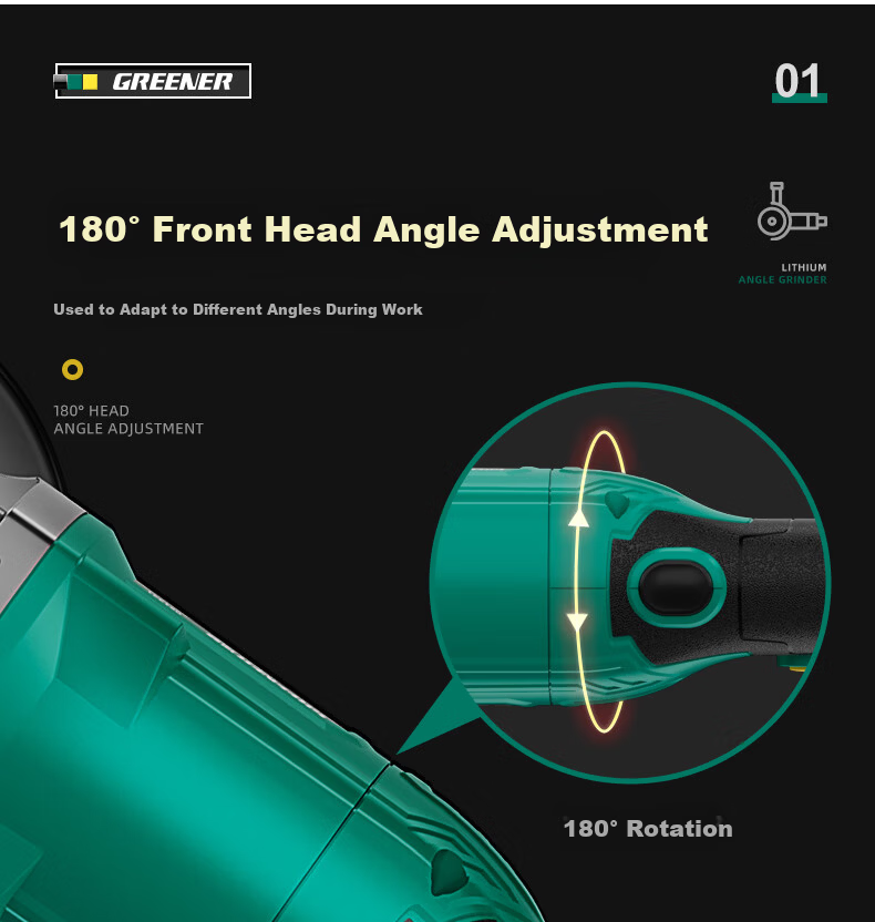 GREENER Digital Display Lithium Battery Brushless Angle Grinder 24-Piece High-Power Cordless Multifunctional Cutting Polishing Grinding Machine 2