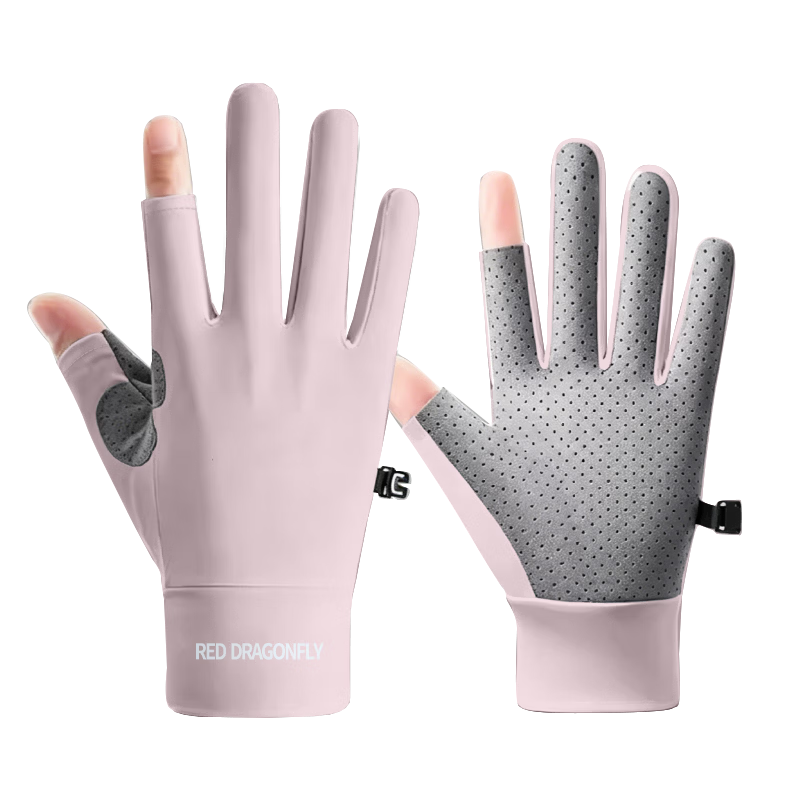 RED DRAGONFLY Men's Summer Thin UV Protection Fishing Driving Cycling Sunshade Fingerless Gloves for Women