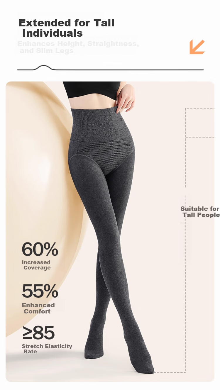 Caiyue High Waist Leggings for Women, Abdominal Compression, Hip Lifting, Tummy Control, Herringbone Anti-Roll Cotton, Autumn Winter Fleece Thickened Warm Pants 4