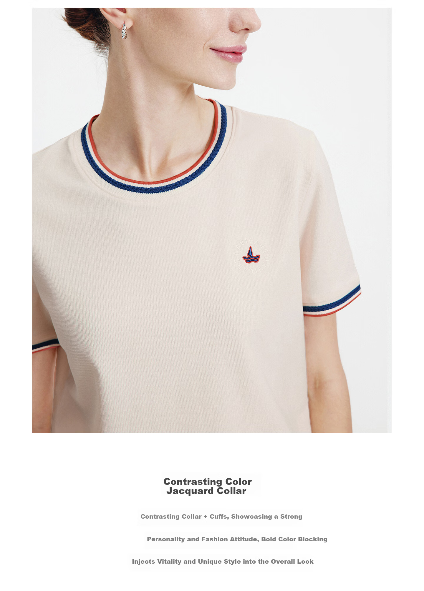Navigare Small Sailboat Antibacterial Short Sleeve T-Shirt for Women 2026 New Mosquito-Repellent Commuter Casual Crew Neck Top 2325506501 5