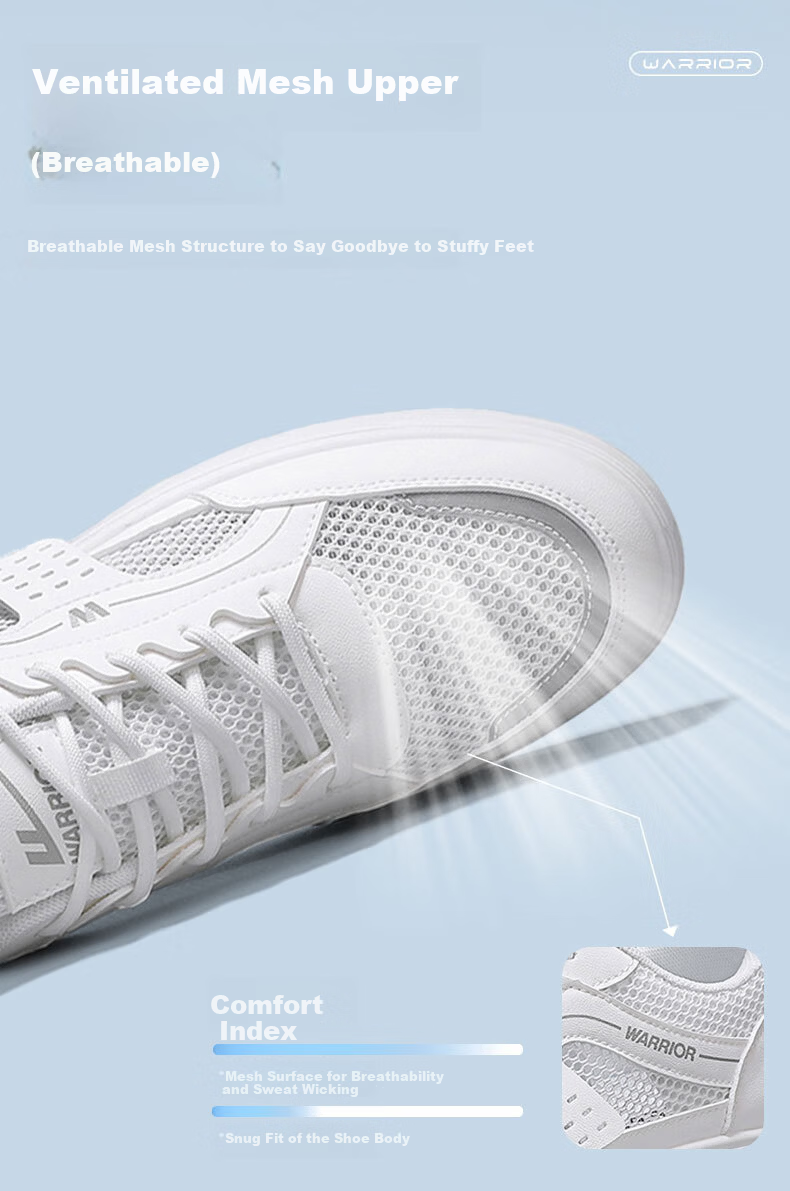 Warrior Official Men's Summer Breathable Mesh Sneakers Lightweight Hollow Thin Sports Shoes 586 White Blue Size 44 3