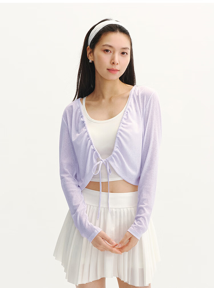 Semir Women's Summer Short Slim Fit Faux Linen Solid Color Drawstring Cardigan with Bow 2026 Cover-up 109326108001 23