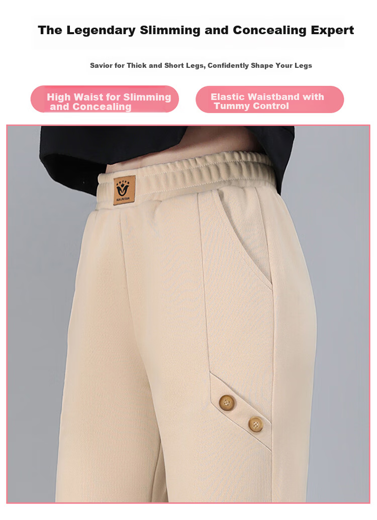 Woodpecker Women's Versatile Straight Loose Slimming Long Pants Spring Autumn New High Waist Sports Casual Pants Black 2XL 8