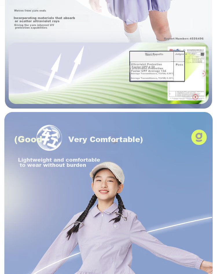 Onmygame Blokette Sporty Girls' High Elasticity Sun Protection Dress Spring Glacier Gray 140 6