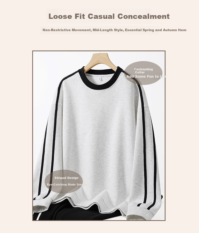 Baleno Trendy Colorblock Stripe Sweatshirt Women 2026 New Spring American Style Loose Fit Long Sleeve Jacket Top 4