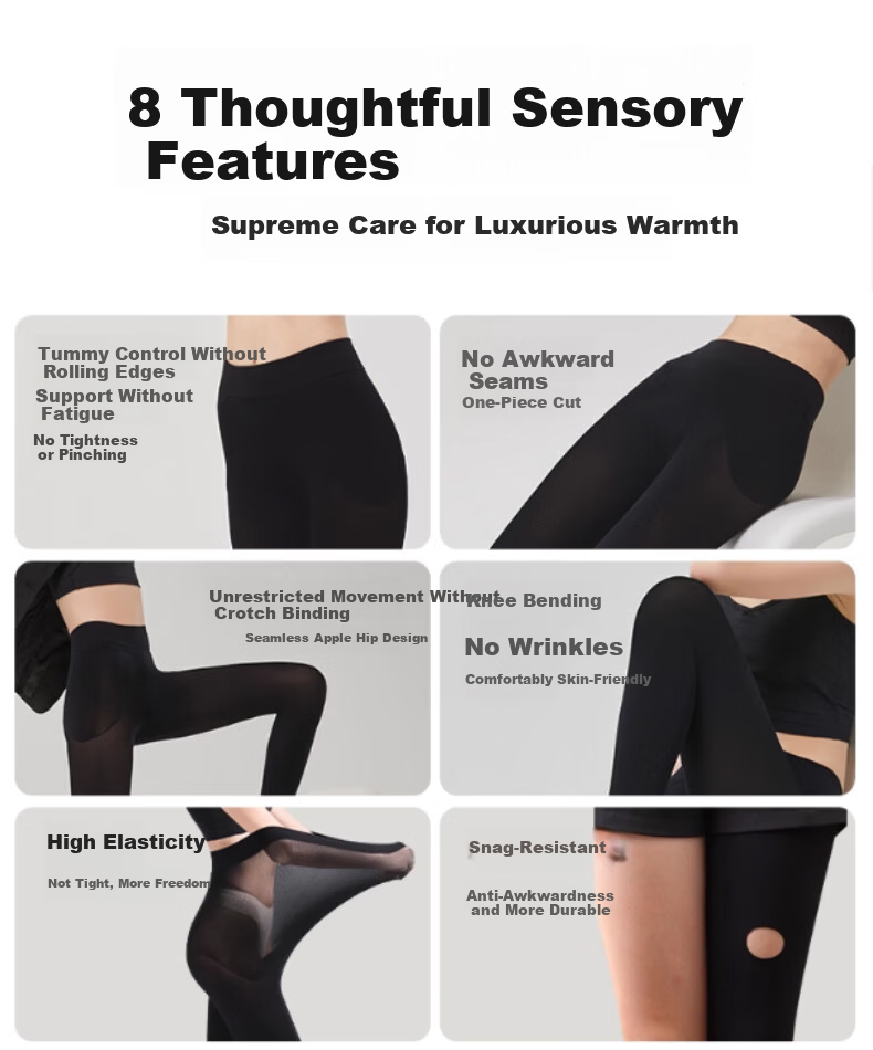 Afandi Mugwort Antibacterial Compression Socks Spring and Autumn Thick Black Slimming Tights for Women 12
