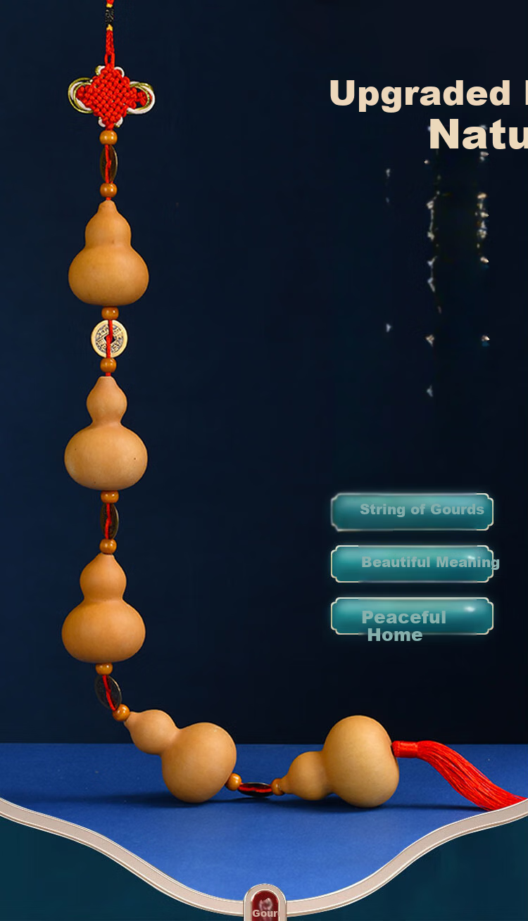 Feng Shui Pavilion Natural Gourd Pendant Real Gourd Five Emperor Coins Bedroom Living Room Entrance Hanging Decoration 1