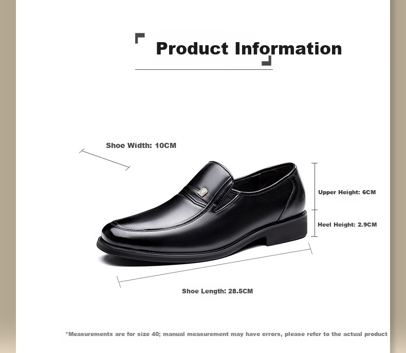 LAORENTOU Men's Leather Casual Shoes First Layer Cowhide Breathable Formal Business Dad Shoes TLA16398 Black Size 42 2