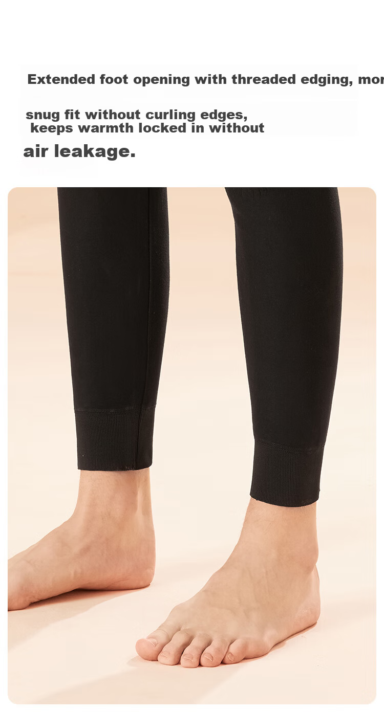 MiiOW Men's Wool Knee Warmers Thermal Fleece Thickened Cotton Pants Winter Plus Size Cold-Resistant Base Layer Pants 13