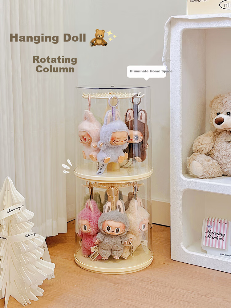 MESHD Labubu Hanging Display Box Rotating Transparent Labubu Plush Doll Figurine Blind Box Storage Display Stand 9