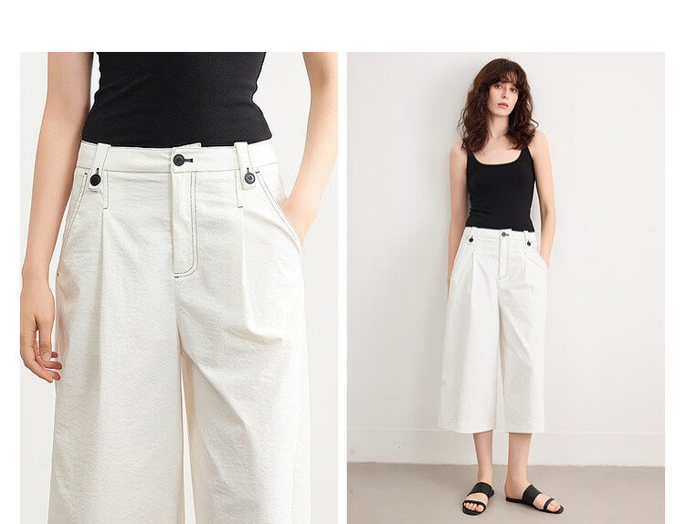 Demana [Light Workplace Style] Summer Simple Commuter Six-Point Straight Loose Versatile Petite Women's Casual Pants 7