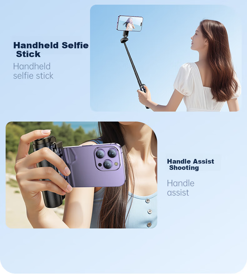 Samtogo Zoom Mini Selfie Stick Phone Holder Floor Tripod Compact Portable Travel Gadget 360° Rotating Stabilized Gimbal Follow Shooting Multifunctional All-in-One 11