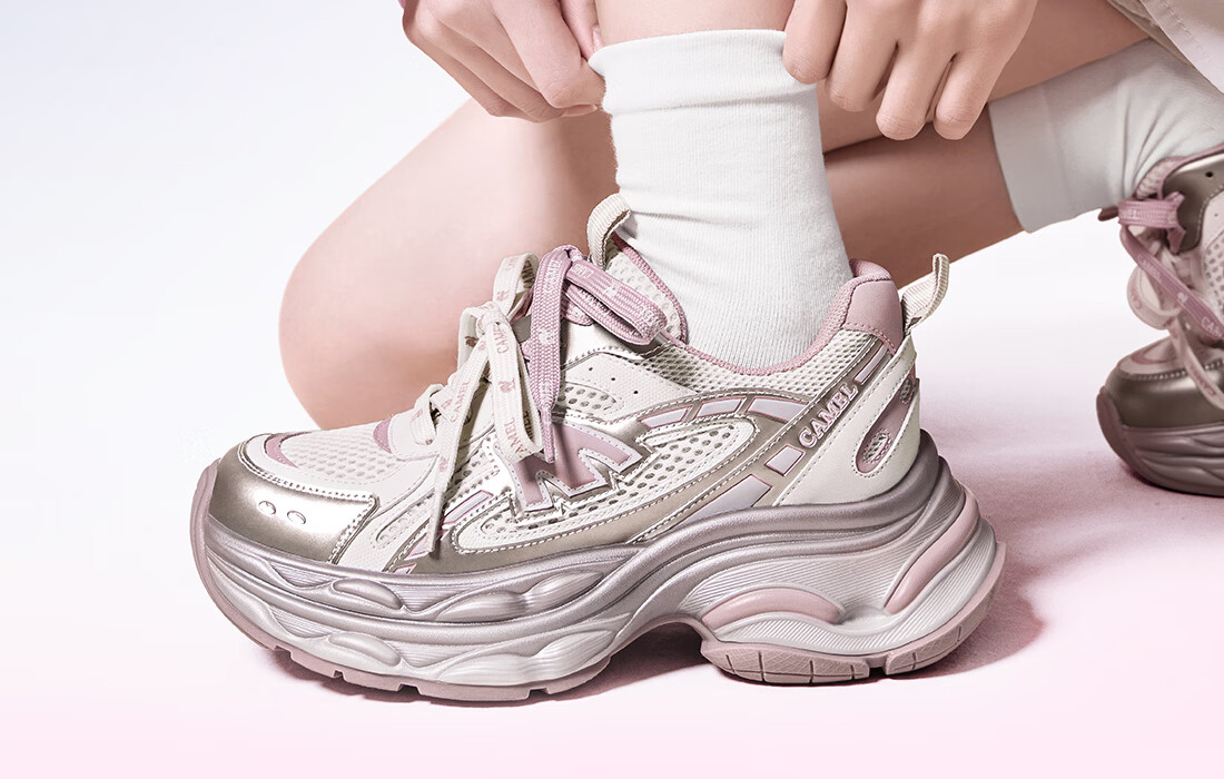 CAMEL Galaxy 3rd Generation Dad Sneakers Women's Height Increasing Outdoor Casual Shoes L26S283014W Pearl White (Mesh) Size 40 21