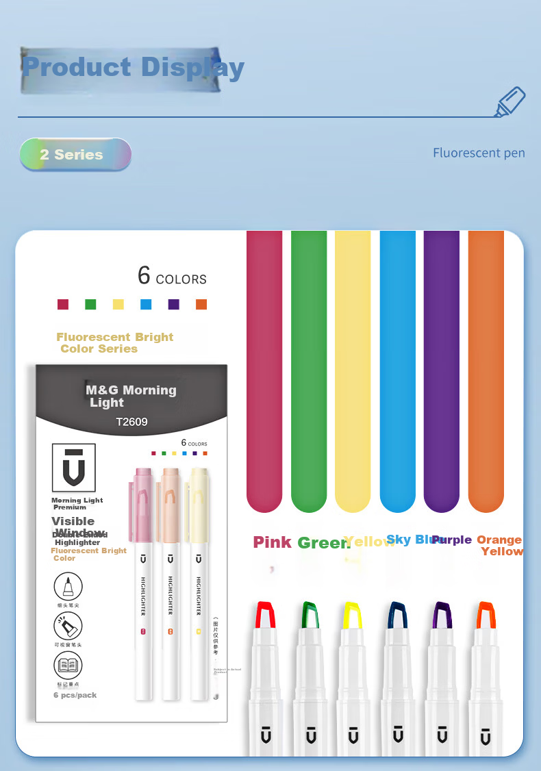 M&G Stationery Premium Double-Ended Highlighter Pen 6-Color Set, National Style, Student Marker Pen, Colorful Highlighting Pen, Stylish Ins Journal AHMT6219 9