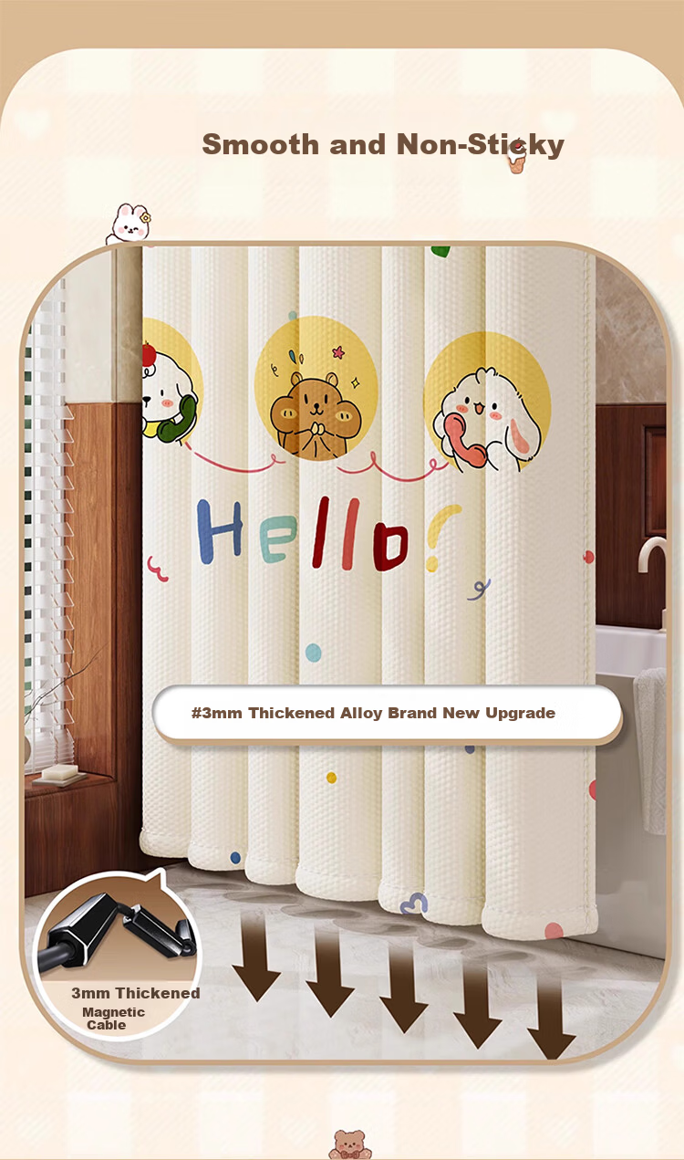 Lianxiangke Waterproof Mildew-Resistant Bathroom Shower Curtain No Drilling High-End Shower Curtain Four Seasons Peace 150*180cm Single Curtain 8