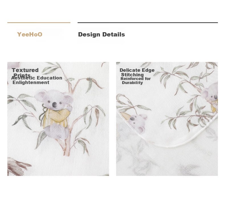 YEEHOO Baby Swaddle Sleeping Bag Double-Layer Soft Antibacterial Large Newborn Blanket Koala 90*90CM 20