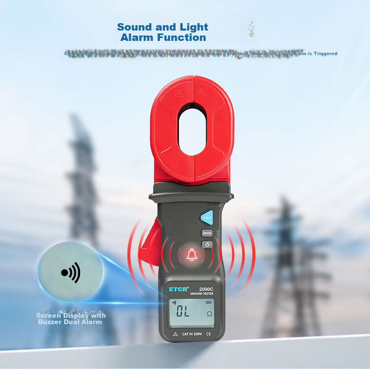 ETCR ETCR2000A Clamp Ground Resistance Tester 500Ω Clamp Meter Lightning Protection Grounding 55×32mm 13